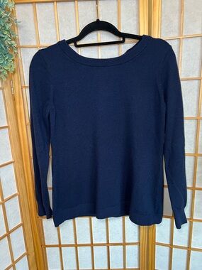 Banana Republic Black Knit Sweater Medium | Tie Back Detail Wool Blend Pullover